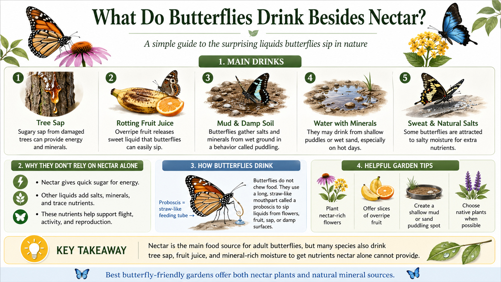 what do butterflies drink besides nectar