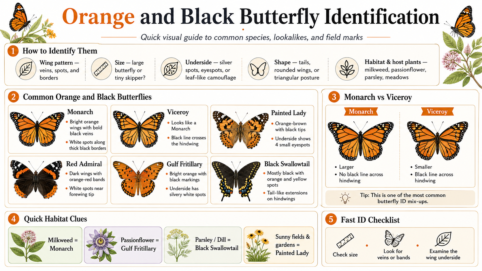 orange and black butterfly identification