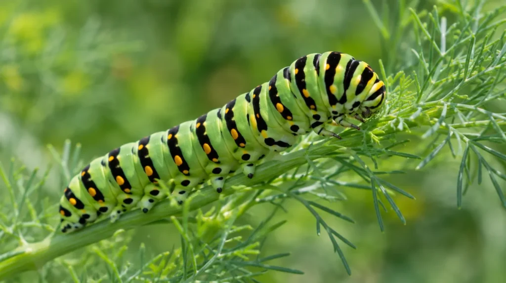 black swallowtail caterpillar id, food & chrysalis
